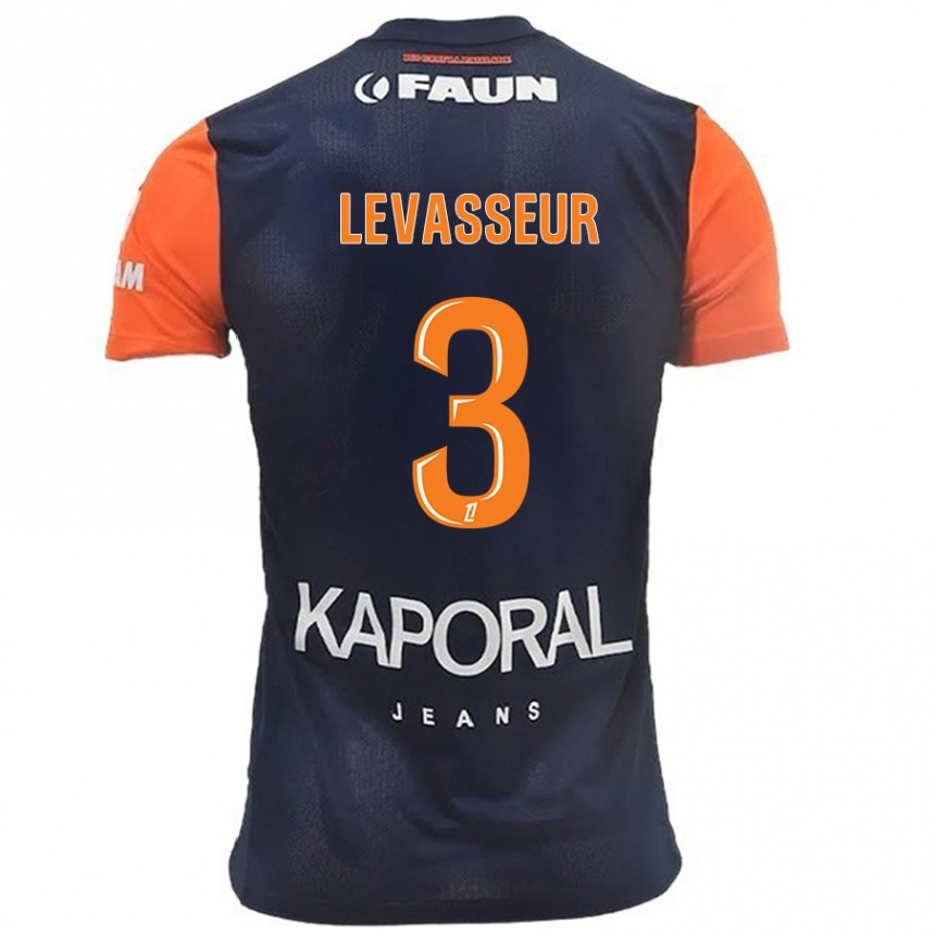 Kids Football Marie Levasseur #3 Navy Blue Orange Home Jersey 2024/25 T-Shirt Uk