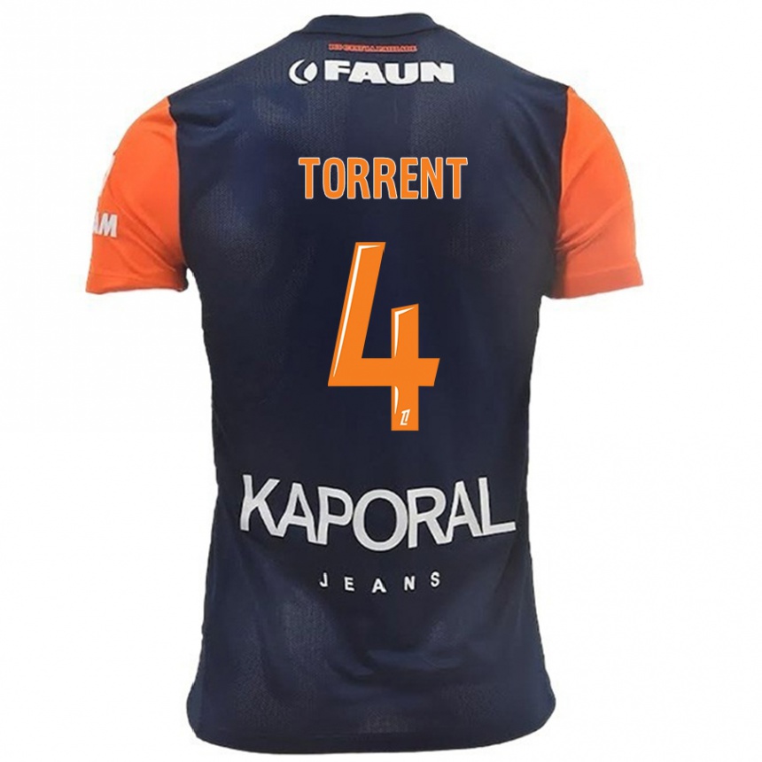 Kids Football Marion Torrent #4 Navy Blue Orange Home Jersey 2024/25 T-Shirt Uk