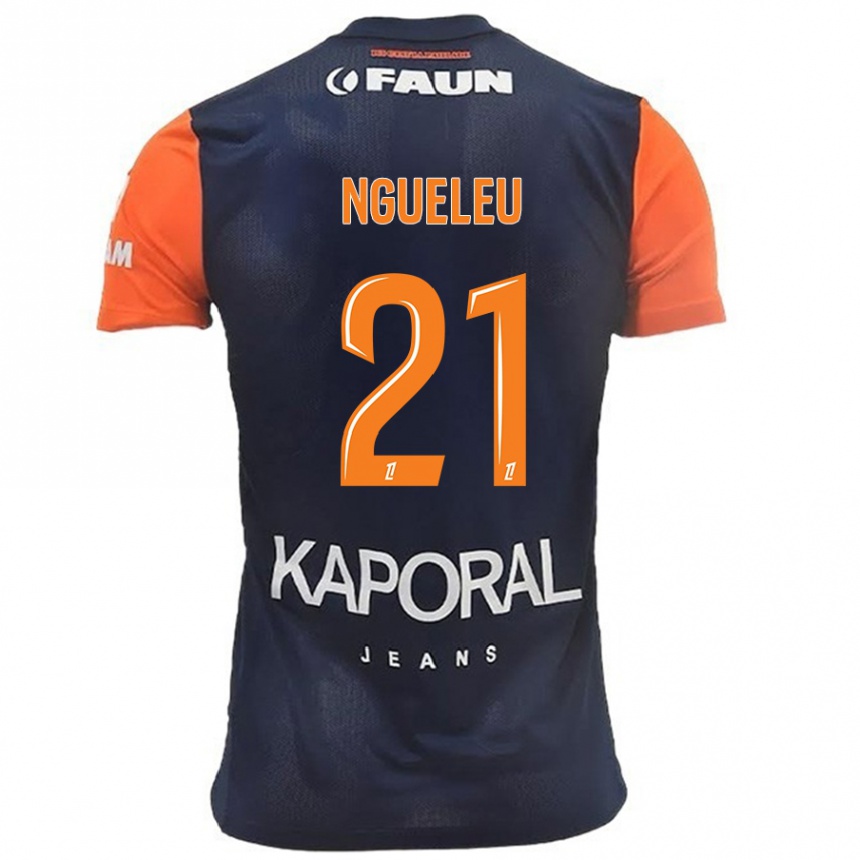 Kids Football Nina Ngueleu #21 Navy Blue Orange Home Jersey 2024/25 T-Shirt Uk