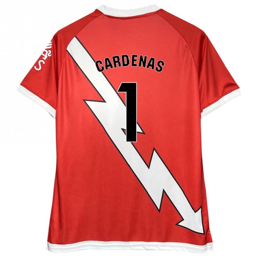 Kids Football Dani Cárdenas #1 White Red Home Jersey 2024/25 T-Shirt Uk