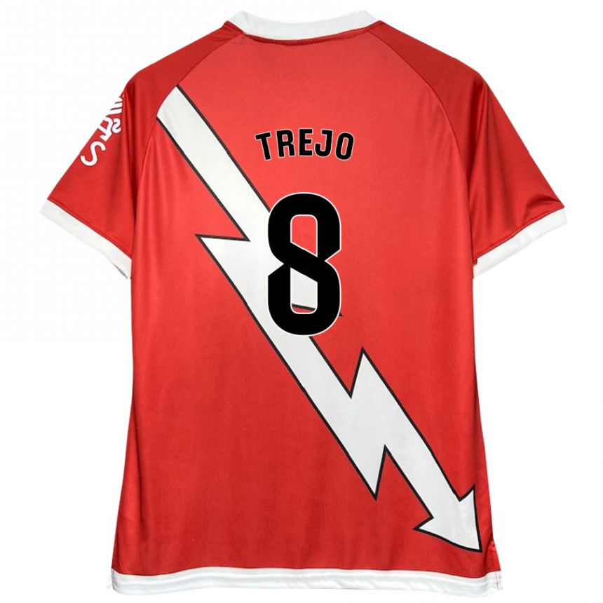 Kids Football Óscar Trejo #8 White Red Home Jersey 2024/25 T-Shirt Uk