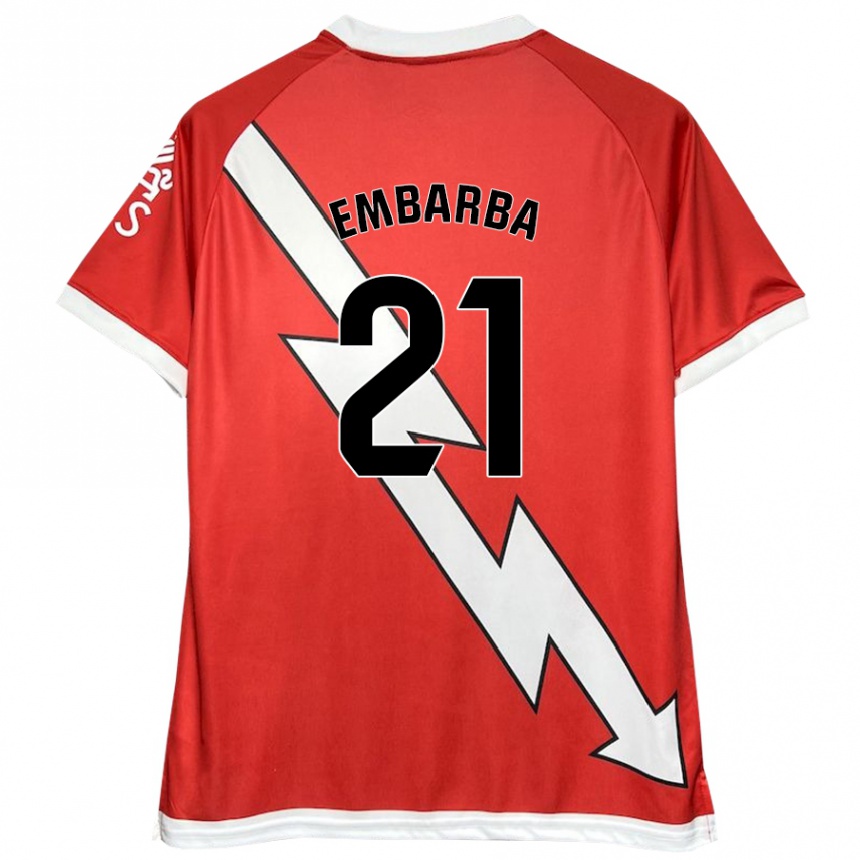 Kids Football Adrián Embarba #21 White Red Home Jersey 2024/25 T-Shirt Uk