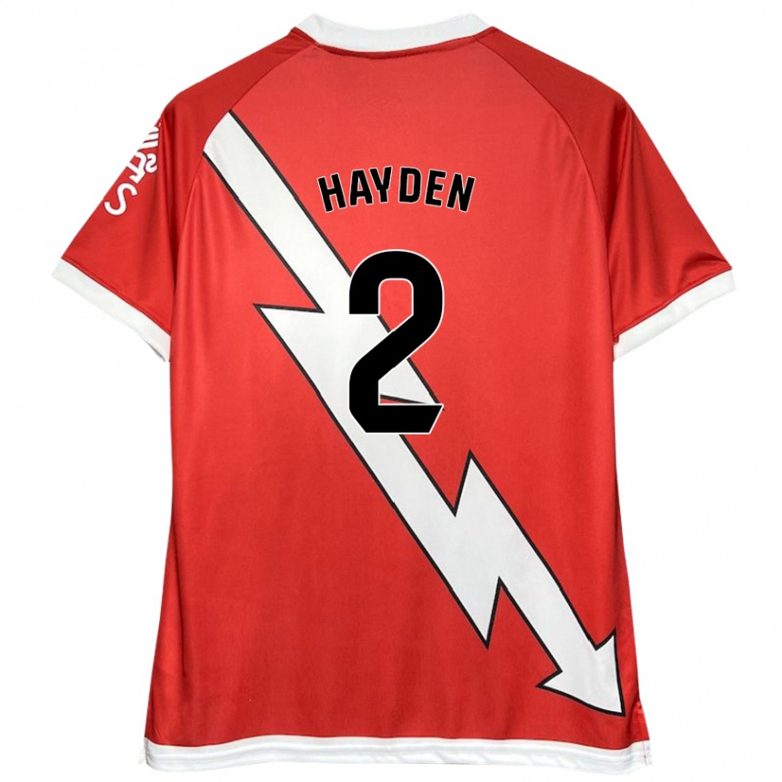 Kids Football Danielle Hayden #2 White Red Home Jersey 2024/25 T-Shirt Uk