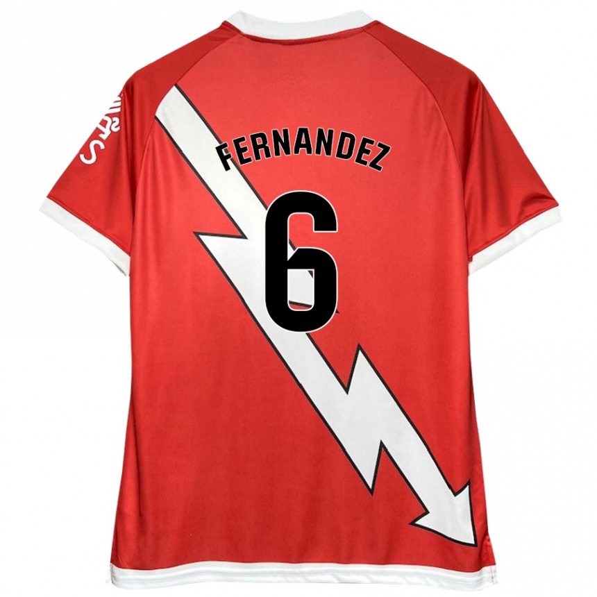 Kids Football Paula Fernández #6 White Red Home Jersey 2024/25 T-Shirt Uk