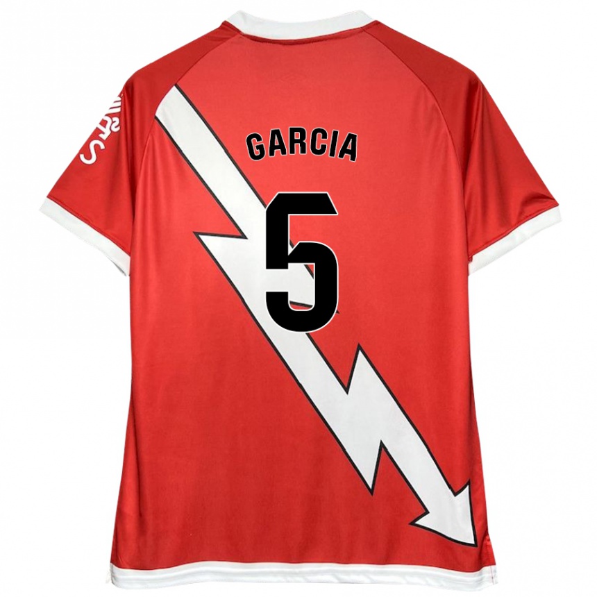 Kids Football Miguel García #5 White Red Home Jersey 2024/25 T-Shirt Uk