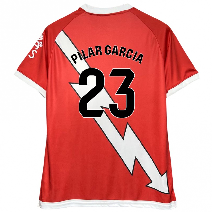 Kids Football María Pilar García Villalba #23 White Red Home Jersey 2024/25 T-Shirt Uk