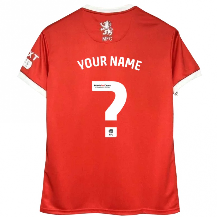 Kids Football Your Name #0 Red White Home Jersey 2024/25 T-Shirt Uk