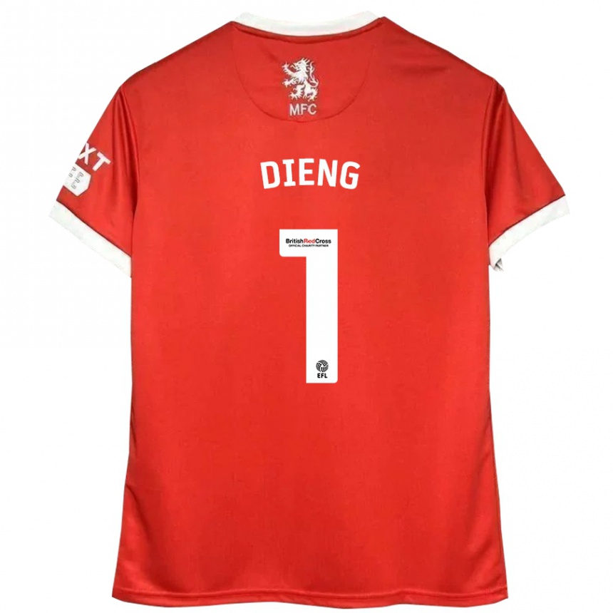 Kids Football Seny Dieng #1 Red White Home Jersey 2024/25 T-Shirt Uk