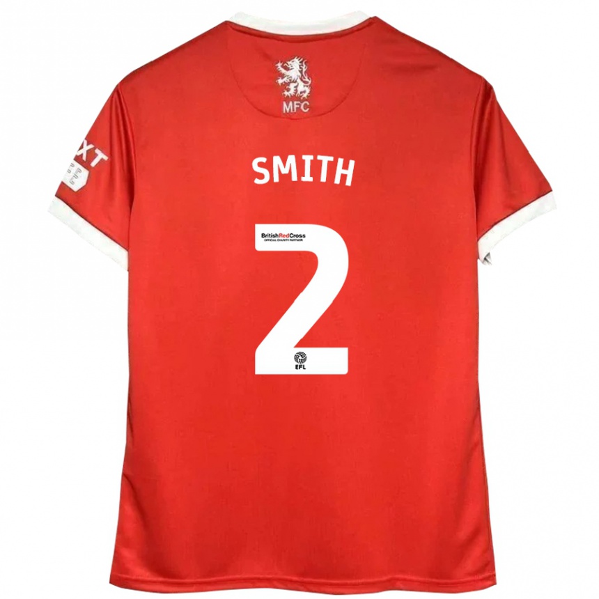 Kids Football Tommy Smith #2 Red White Home Jersey 2024/25 T-Shirt Uk