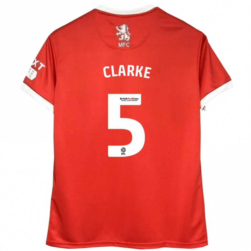 Kids Football Matt Clarke #5 Red White Home Jersey 2024/25 T-Shirt Uk