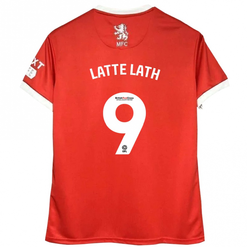 Kids Football Emmanuel Latte Lath #9 Red White Home Jersey 2024/25 T-Shirt Uk