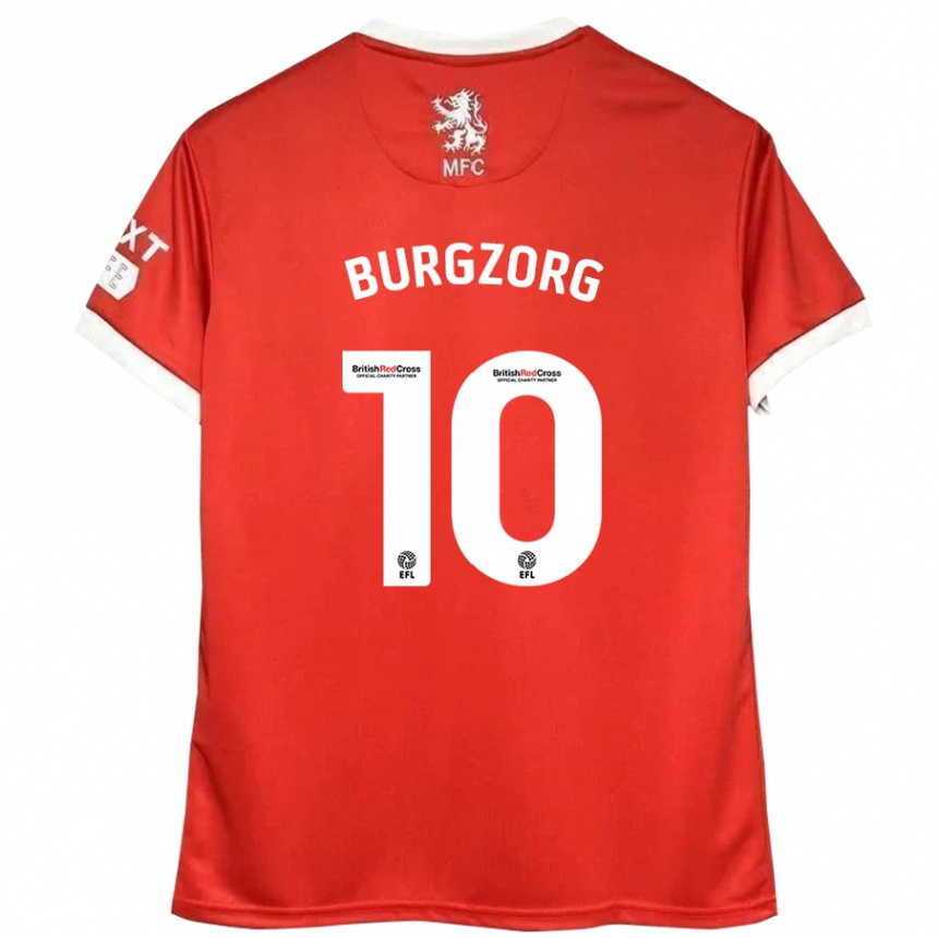 Kids Football Delano Burgzorg #10 Red White Home Jersey 2024/25 T-Shirt Uk