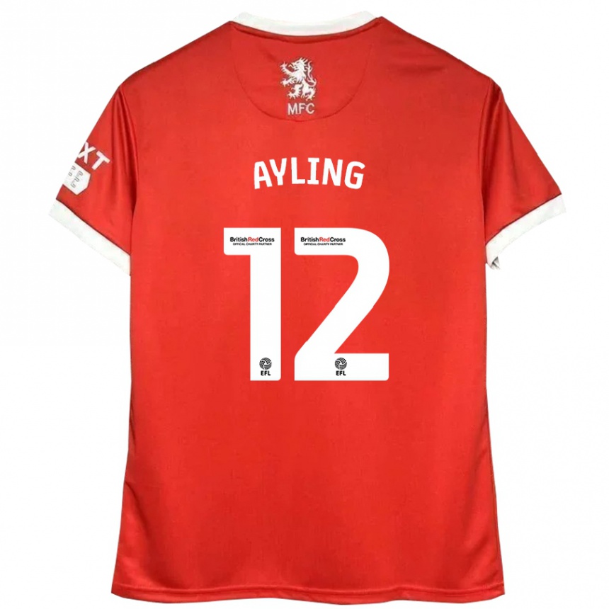 Kids Football Luke Ayling #12 Red White Home Jersey 2024/25 T-Shirt Uk