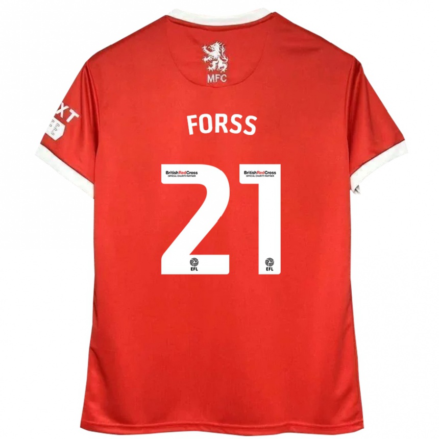 Kids Football Marcus Forss #21 Red White Home Jersey 2024/25 T-Shirt Uk