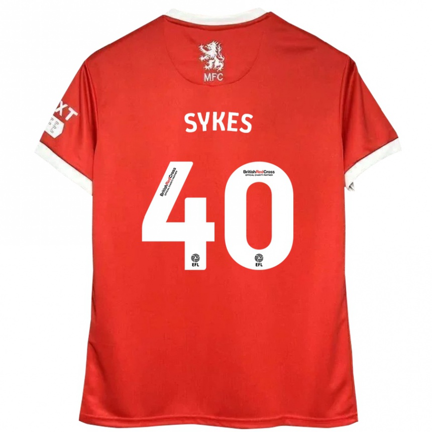 Kids Football Cain Sykes #40 Red White Home Jersey 2024/25 T-Shirt Uk