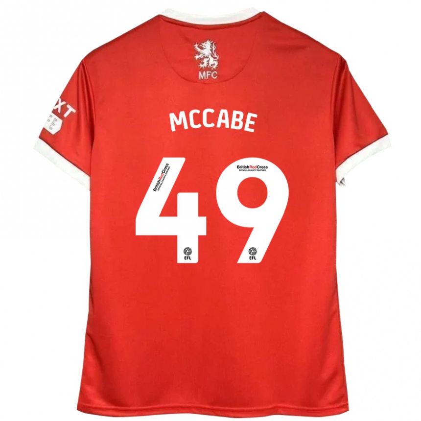 Kids Football Law Mccabe #49 Red White Home Jersey 2024/25 T-Shirt Uk