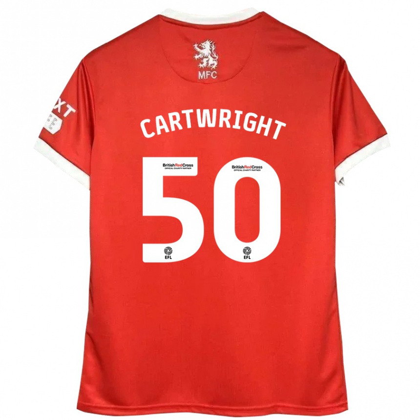 Kids Football Fin Cartwright #50 Red White Home Jersey 2024/25 T-Shirt Uk