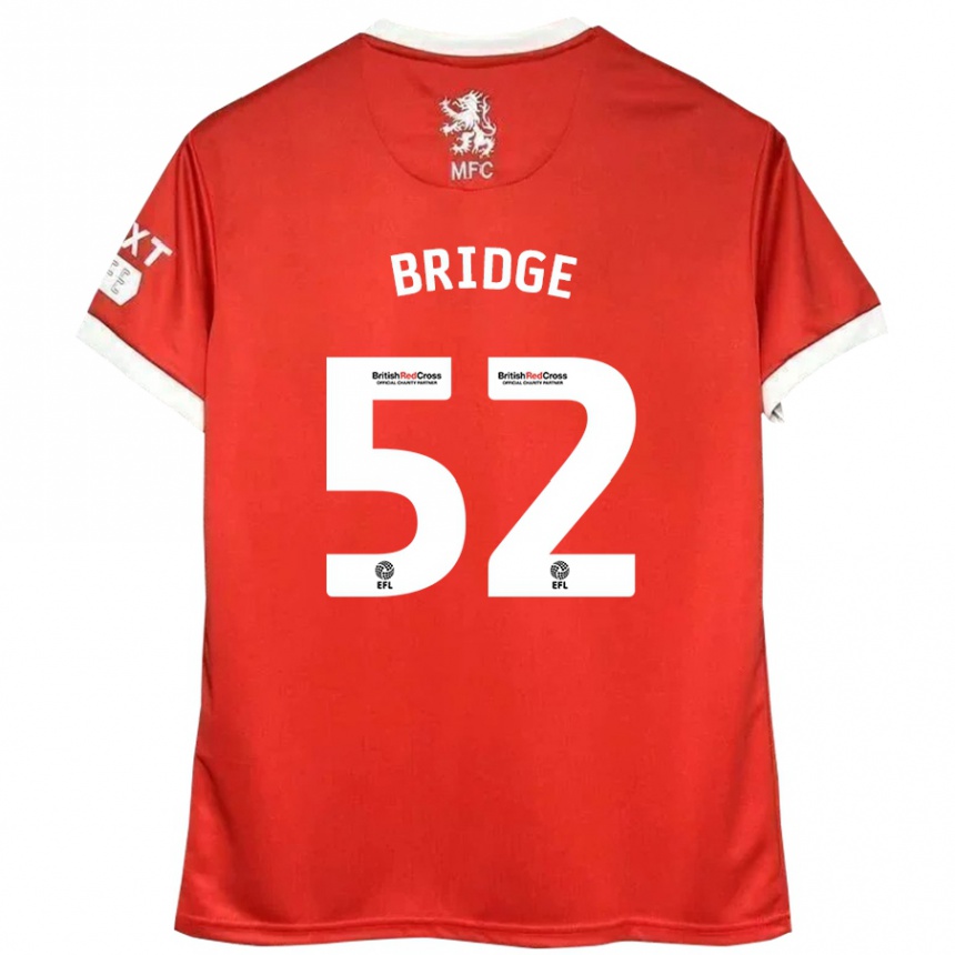 Kids Football Aj Bridge #52 Red White Home Jersey 2024/25 T-Shirt Uk