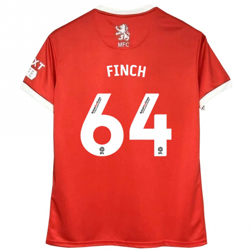 Kids Football Sonny Finch #64 Red White Home Jersey 2024/25 T-Shirt Uk