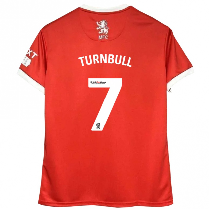 Kids Football Ellen Turnbull #7 Red White Home Jersey 2024/25 T-Shirt Uk