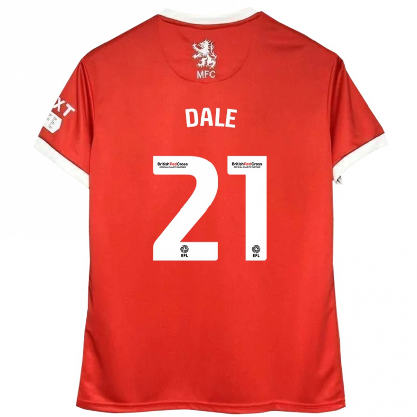 Kids Football Faye Dale #21 Red White Home Jersey 2024/25 T-Shirt Uk