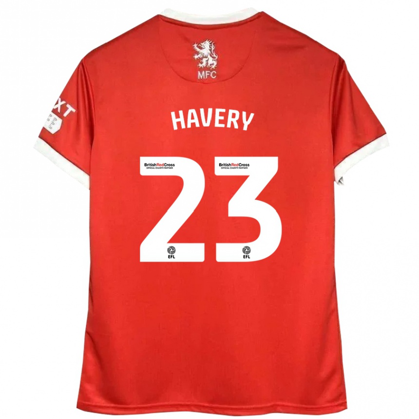 Kids Football Nicole Havery #23 Red White Home Jersey 2024/25 T-Shirt Uk