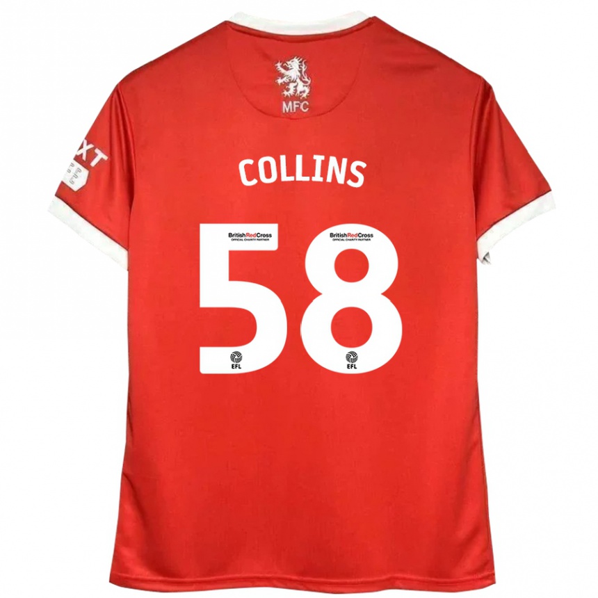 Kids Football Sam Collins #58 Red White Home Jersey 2024/25 T-Shirt Uk