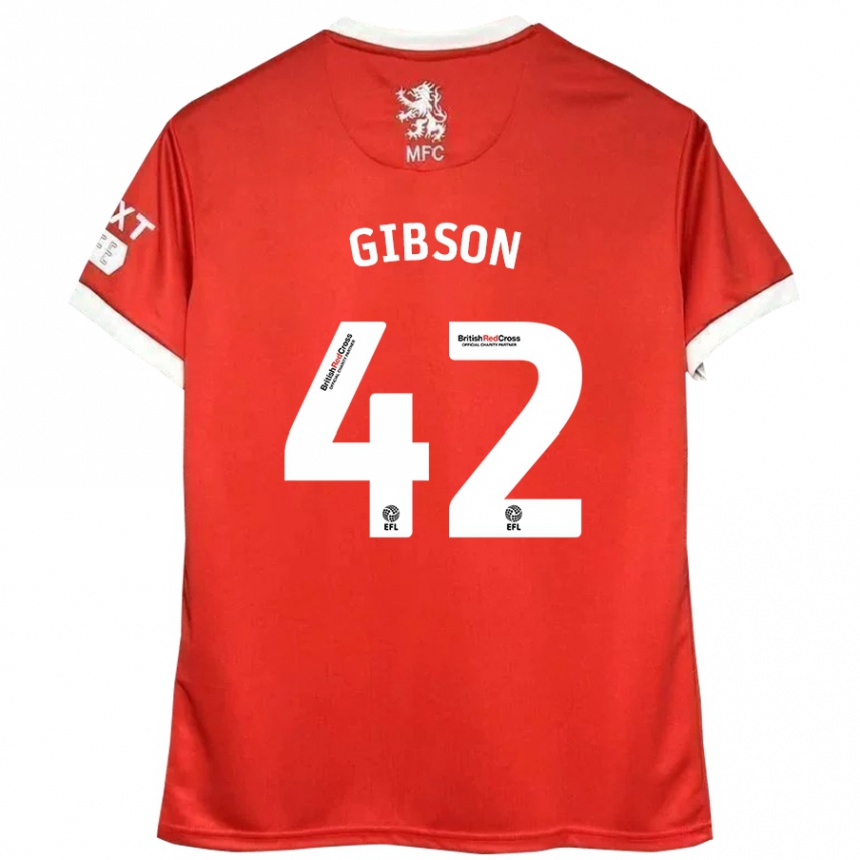 Kids Football Joseph Gibson #42 Red White Home Jersey 2024/25 T-Shirt Uk