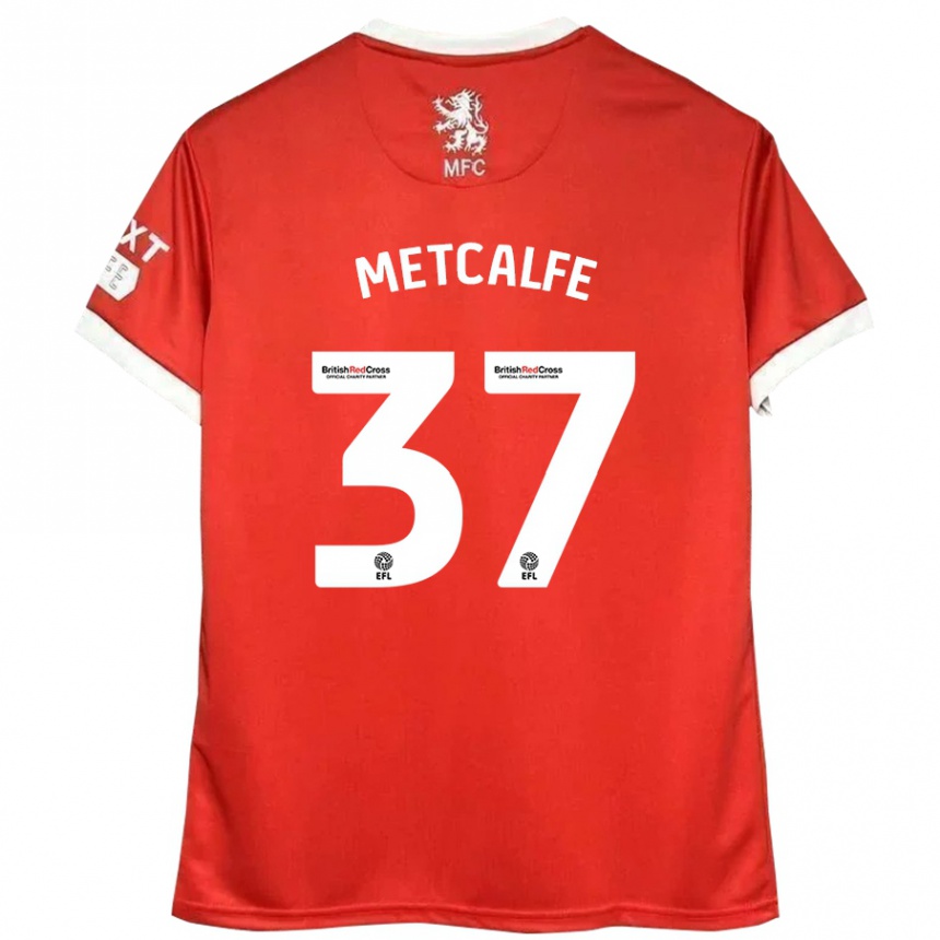 Kids Football Max Metcalfe #37 Red White Home Jersey 2024/25 T-Shirt Uk