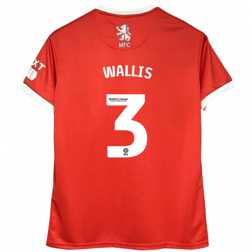 Kids Football Emma Wallis #3 Red White Home Jersey 2024/25 T-Shirt Uk