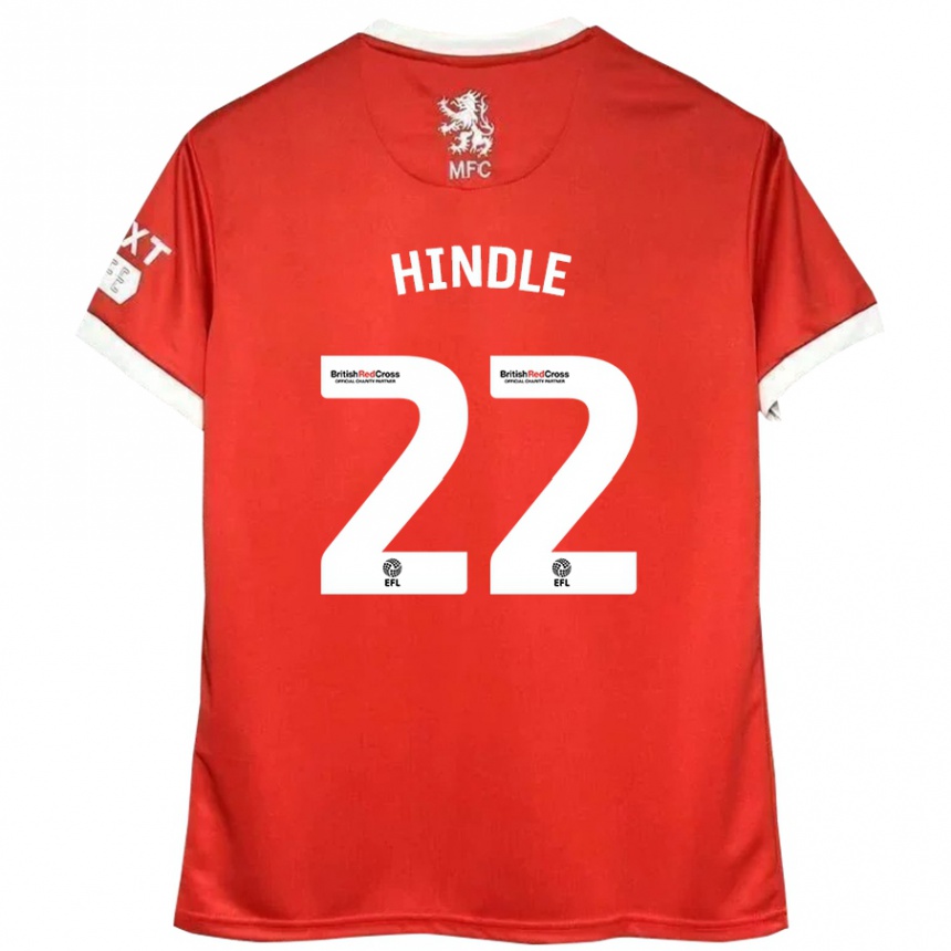 Kids Football Rachel Hindle #22 Red White Home Jersey 2024/25 T-Shirt Uk