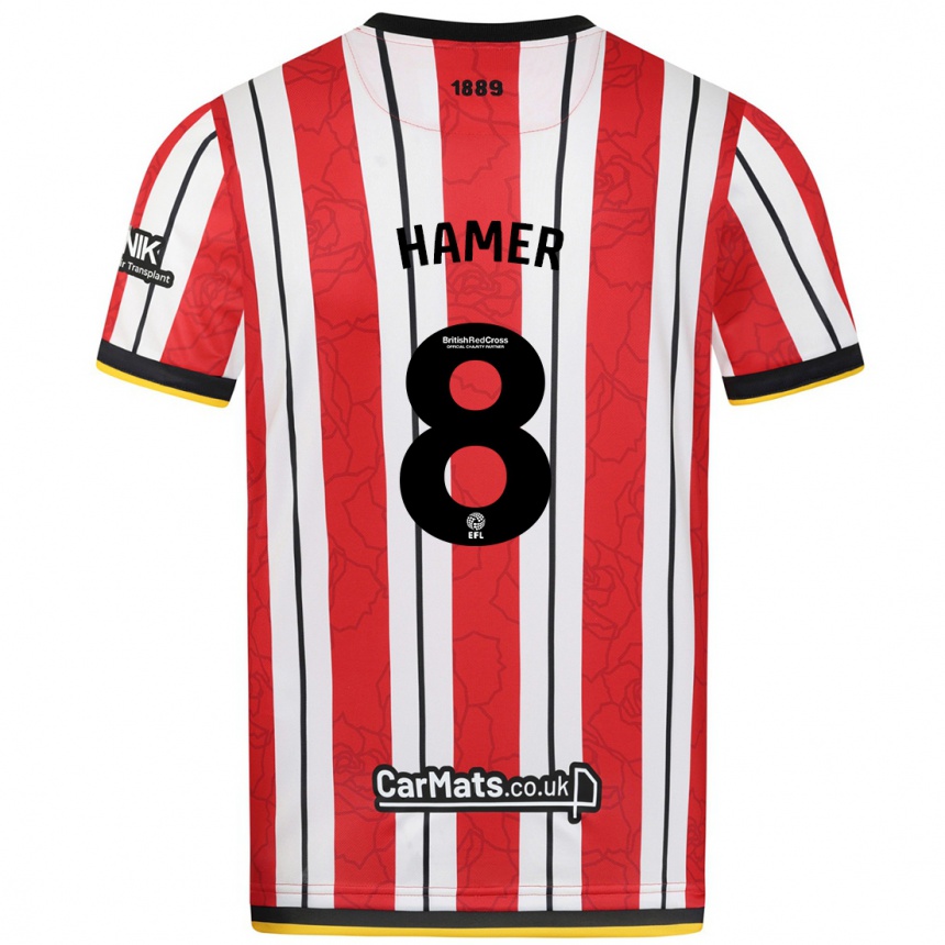 Kids Football Gustavo Hamer #8 Red White Stripes Home Jersey 2024/25 T-Shirt Uk