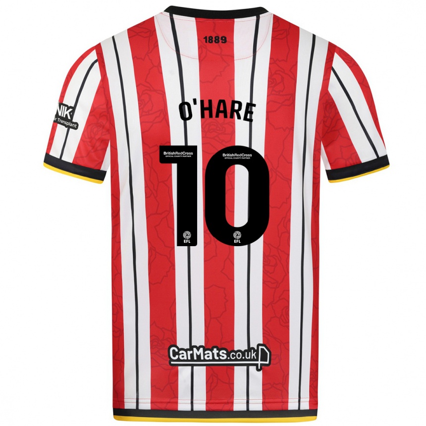 Kids Football Callum O'hare #10 Red White Stripes Home Jersey 2024/25 T-Shirt Uk