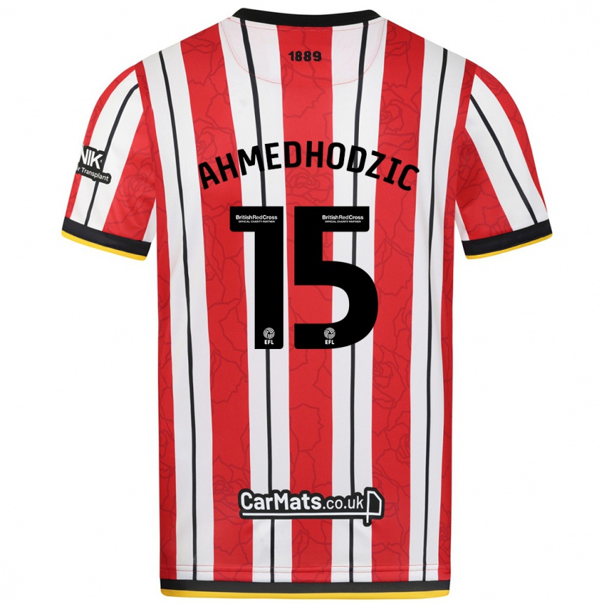 Kids Football Anel Ahmedhodzic #15 Red White Stripes Home Jersey 2024/25 T-Shirt Uk