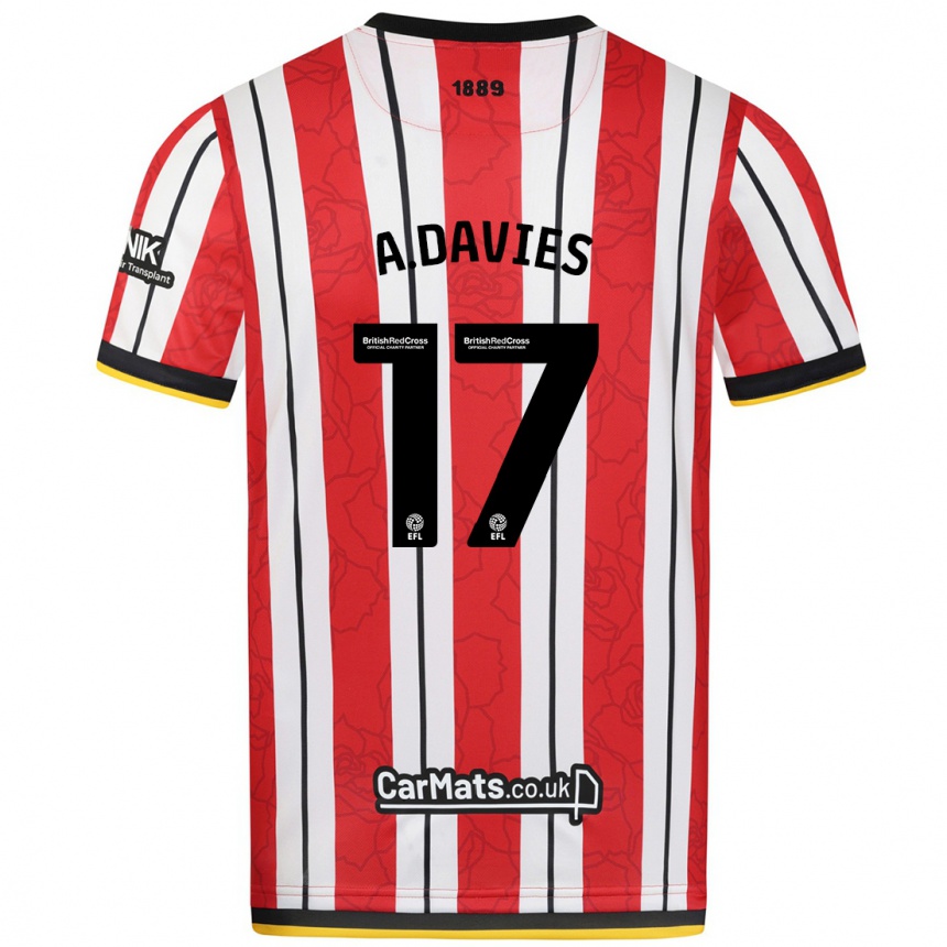 Kids Football Adam Davies #17 Red White Stripes Home Jersey 2024/25 T-Shirt Uk