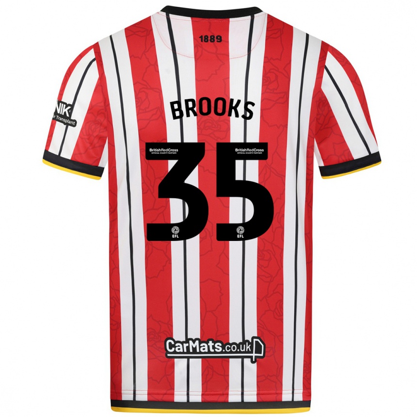 Kids Football Andre Brooks #35 Red White Stripes Home Jersey 2024/25 T-Shirt Uk