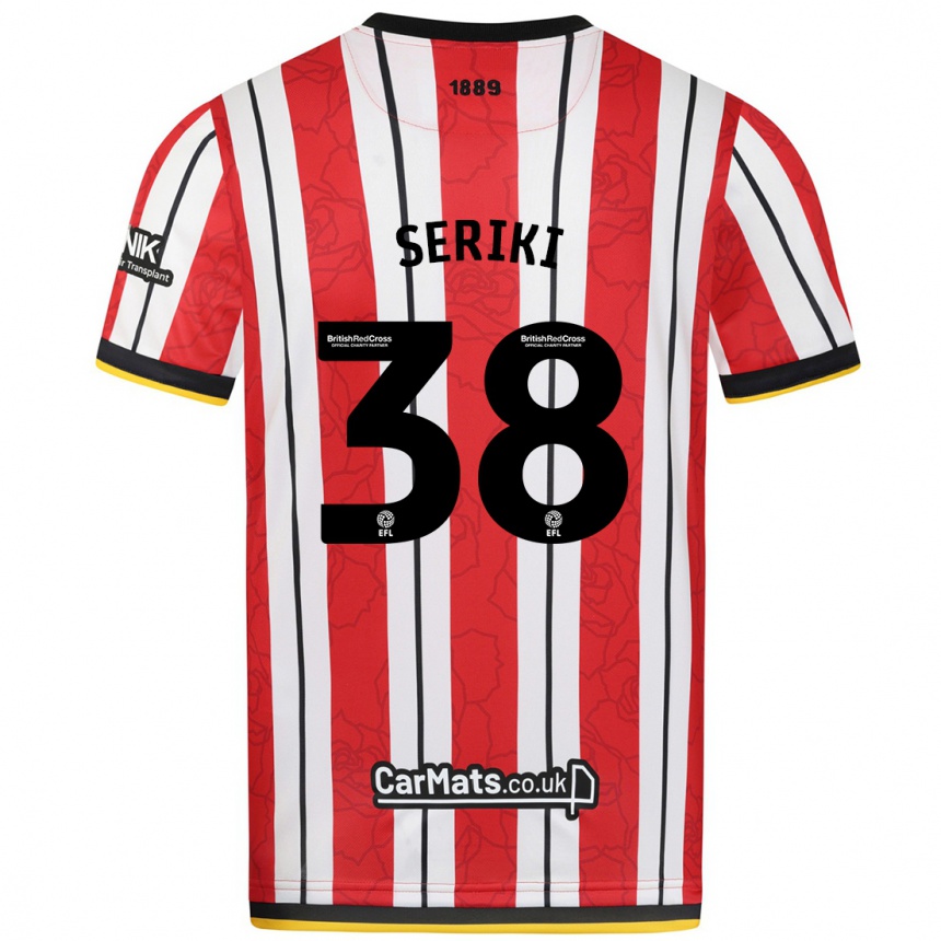 Kids Football Femi Seriki #38 Red White Stripes Home Jersey 2024/25 T-Shirt Uk