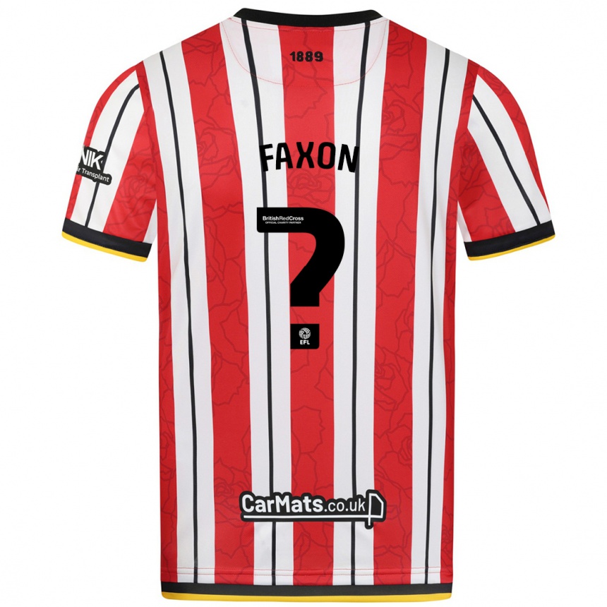 Kids Football Luke Faxon #0 Red White Stripes Home Jersey 2024/25 T-Shirt Uk