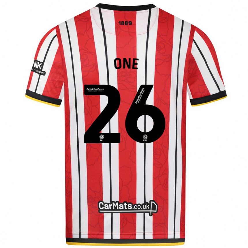 Kids Football Ryan Oné #26 Red White Stripes Home Jersey 2024/25 T-Shirt Uk