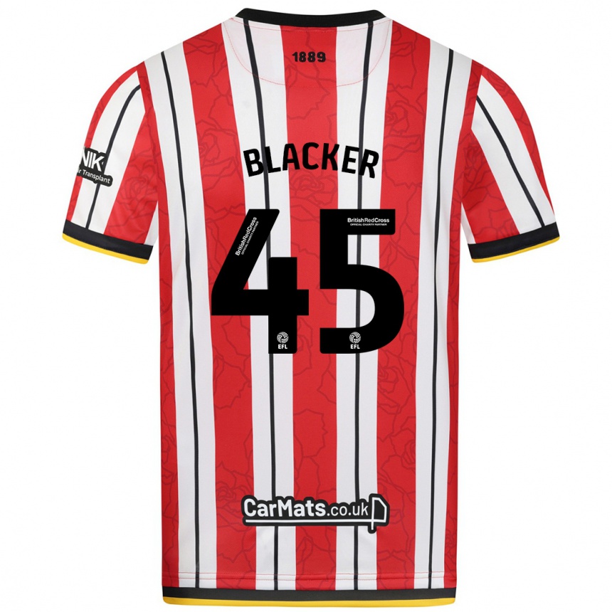 Kids Football Billy Blacker #45 Red White Stripes Home Jersey 2024/25 T-Shirt Uk