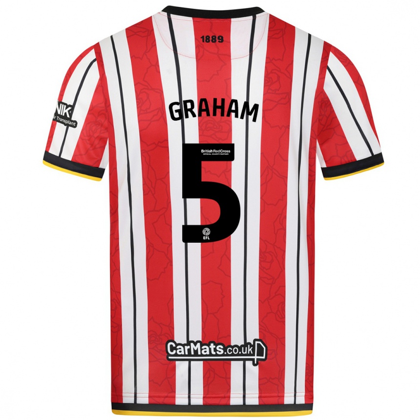 Kids Football Molly Graham #5 Red White Stripes Home Jersey 2024/25 T-Shirt Uk