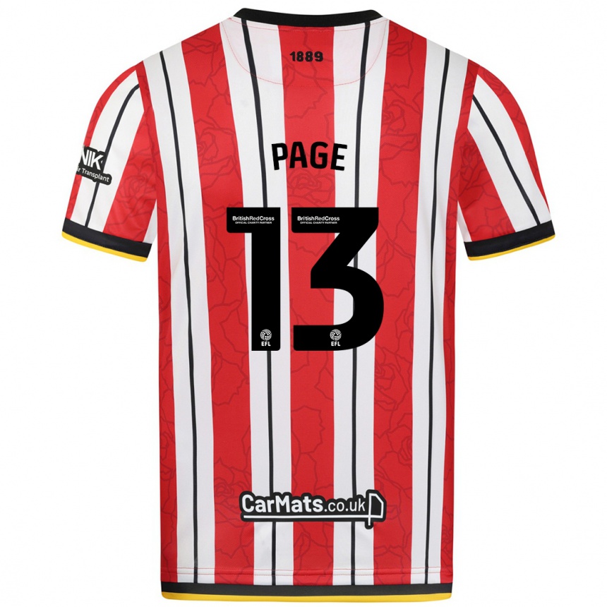 Kids Football Olivia Page #13 Red White Stripes Home Jersey 2024/25 T-Shirt Uk