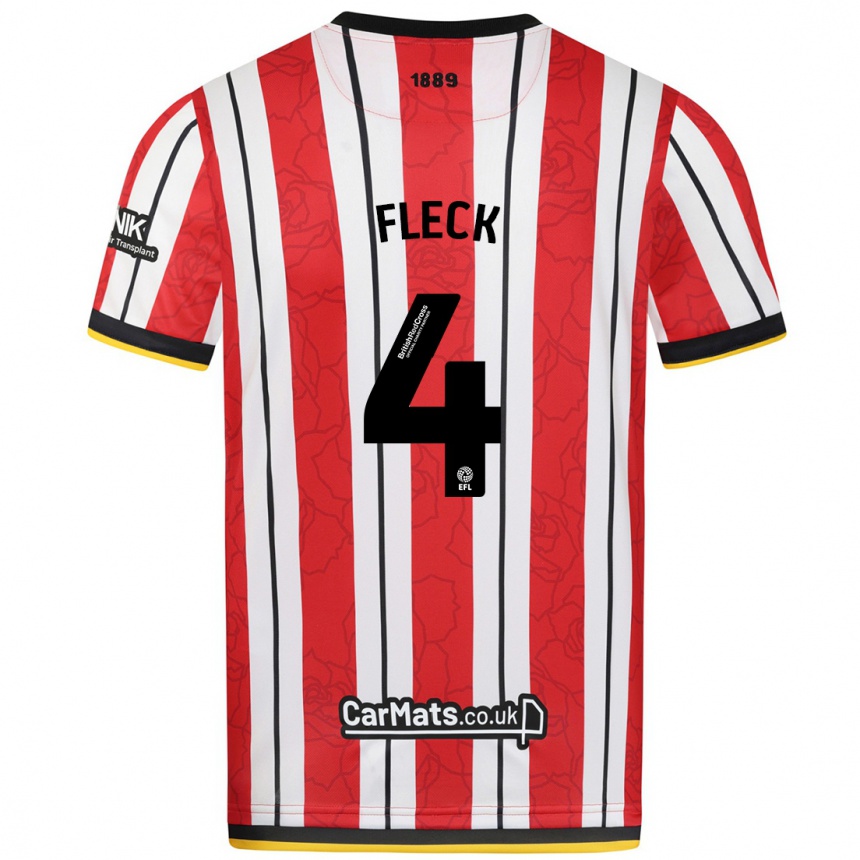 Kids Football John Fleck #4 Red White Stripes Home Jersey 2024/25 T-Shirt Uk