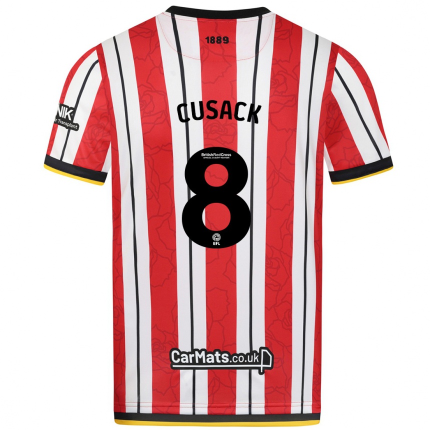 Kids Football Maddy Cusack † #8 Red White Stripes Home Jersey 2024/25 T-Shirt Uk