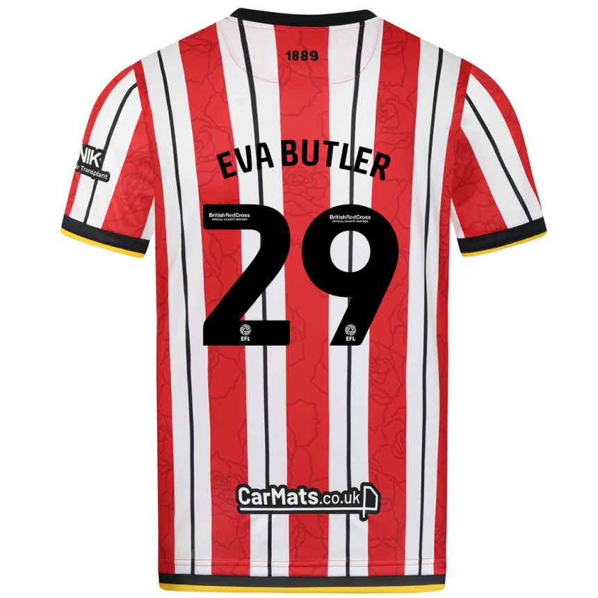 Kids Football Eva Butler #29 Red White Stripes Home Jersey 2024/25 T-Shirt Uk