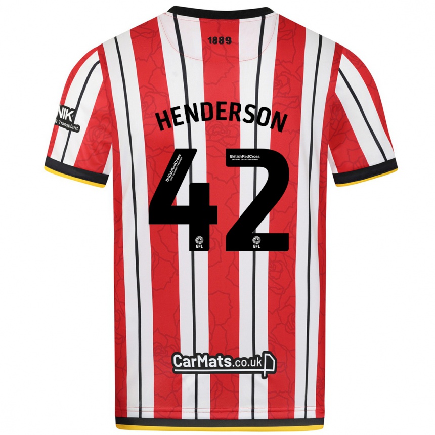 Kids Football Peyton Henderson #42 Red White Stripes Home Jersey 2024/25 T-Shirt Uk