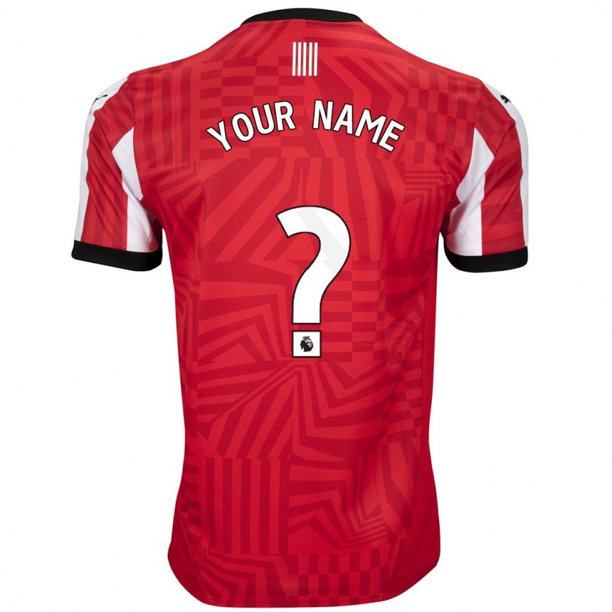 Kids Football Your Name #0 Red White Home Jersey 2024/25 T-Shirt Uk