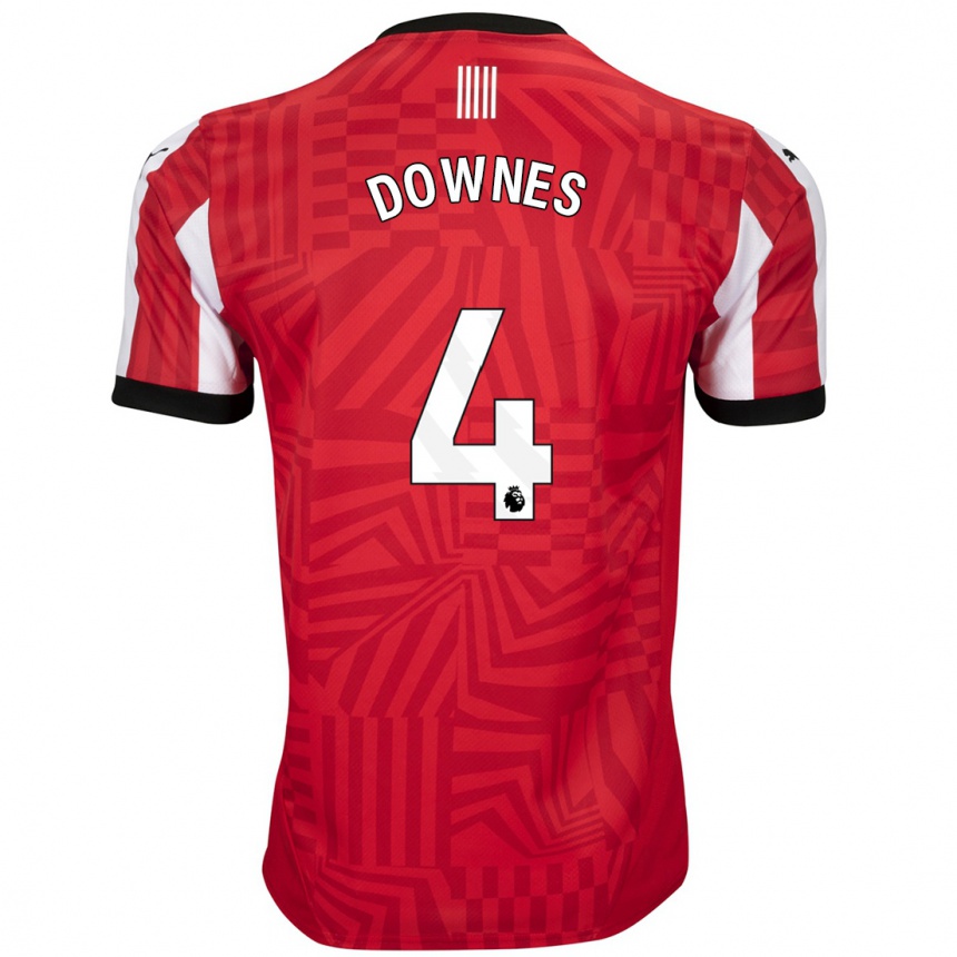 Kids Football Flynn Downes #4 Red White Home Jersey 2024/25 T-Shirt Uk