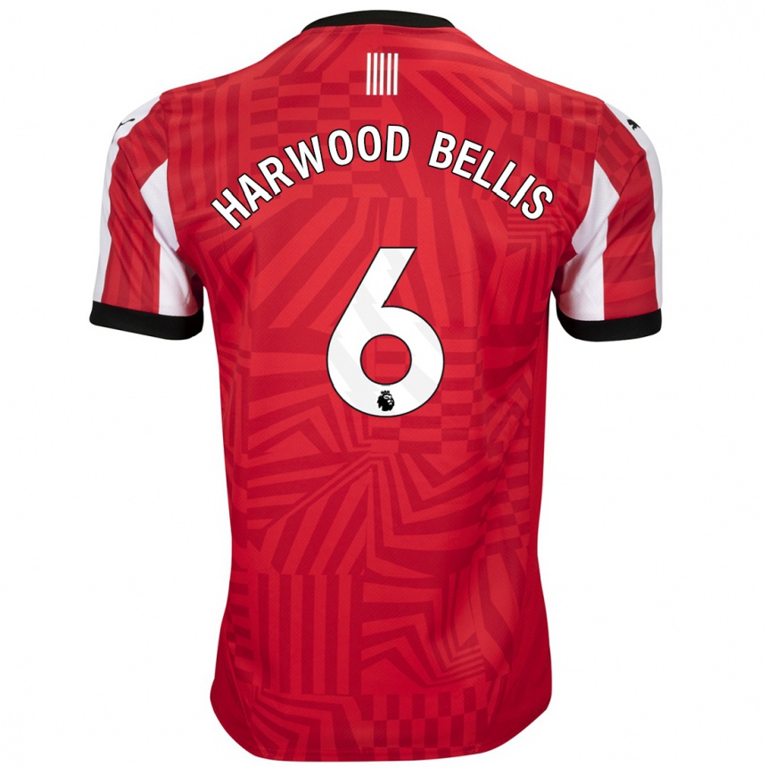 Kids Football Taylor Harwood-Bellis #6 Red White Home Jersey 2024/25 T-Shirt Uk