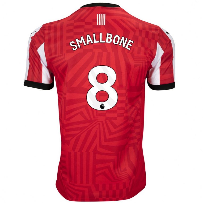 Kids Football Will Smallbone #8 Red White Home Jersey 2024/25 T-Shirt Uk